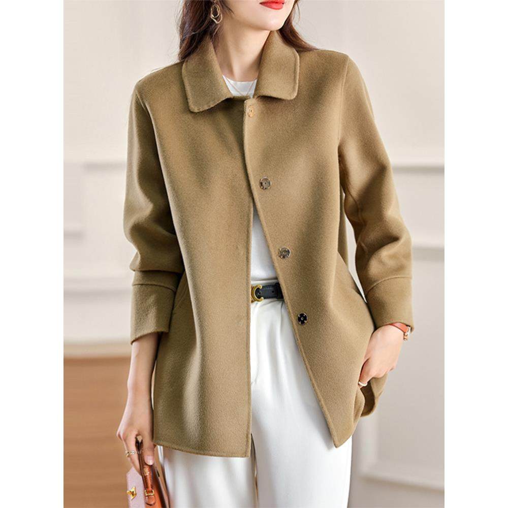 艾丽恩裳高端双面羊绒大衣女秋冬款时尚洋气百搭小个子羊毛呢外套 - 图2