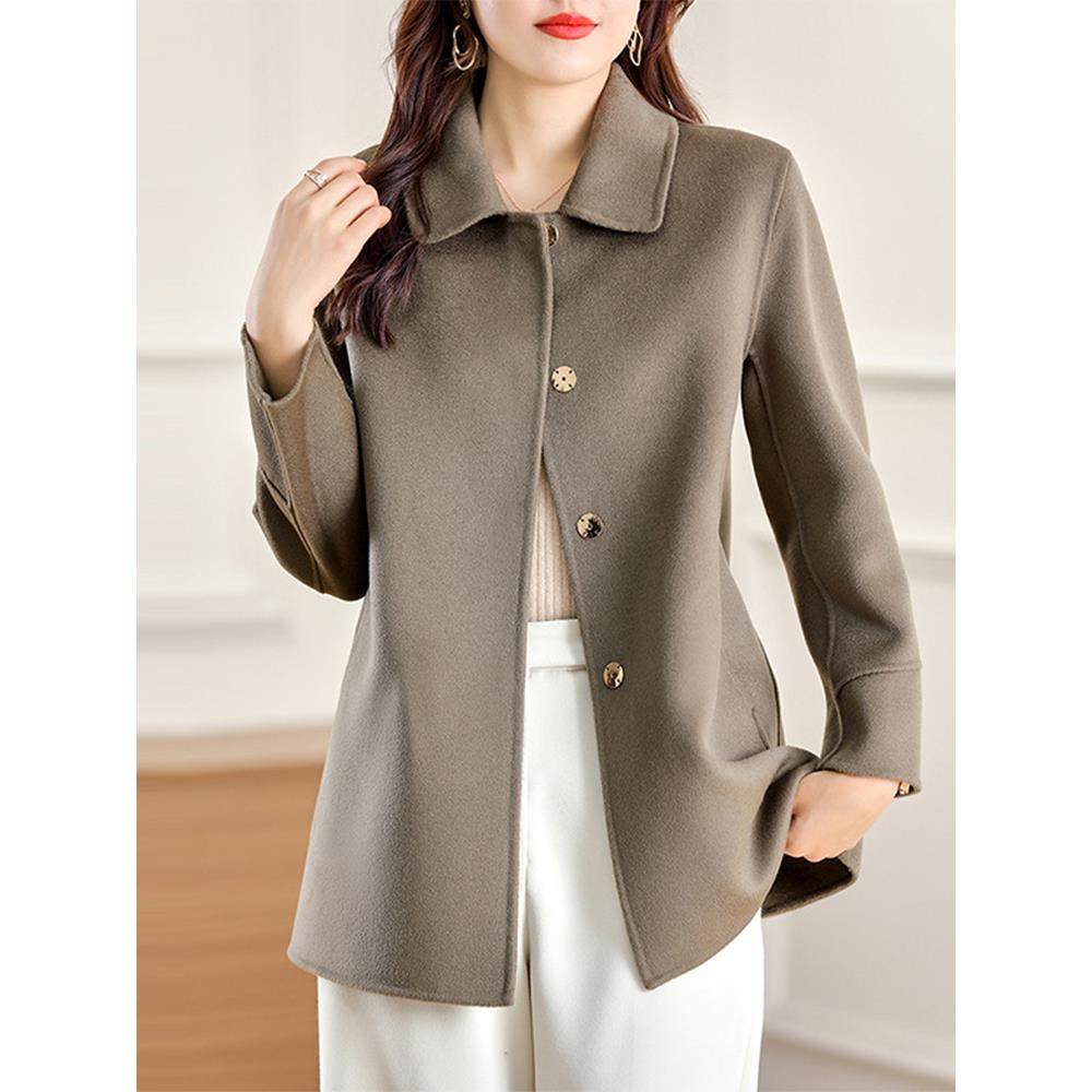 艾丽恩裳高端双面羊绒大衣女秋冬款时尚洋气百搭小个子羊毛呢外套 - 图0