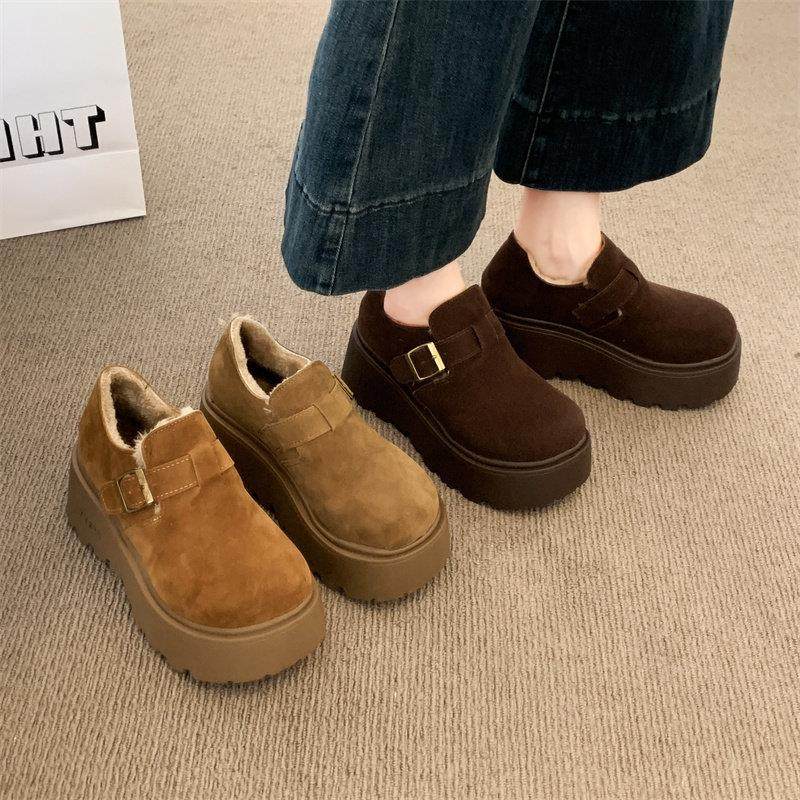 英国真皮松糕勃肯鞋女2025新款秋冬季加绒雪地靴一脚蹬增高乐福鞋,淘宝优惠券,粉丝福利购,淘宝优惠卷