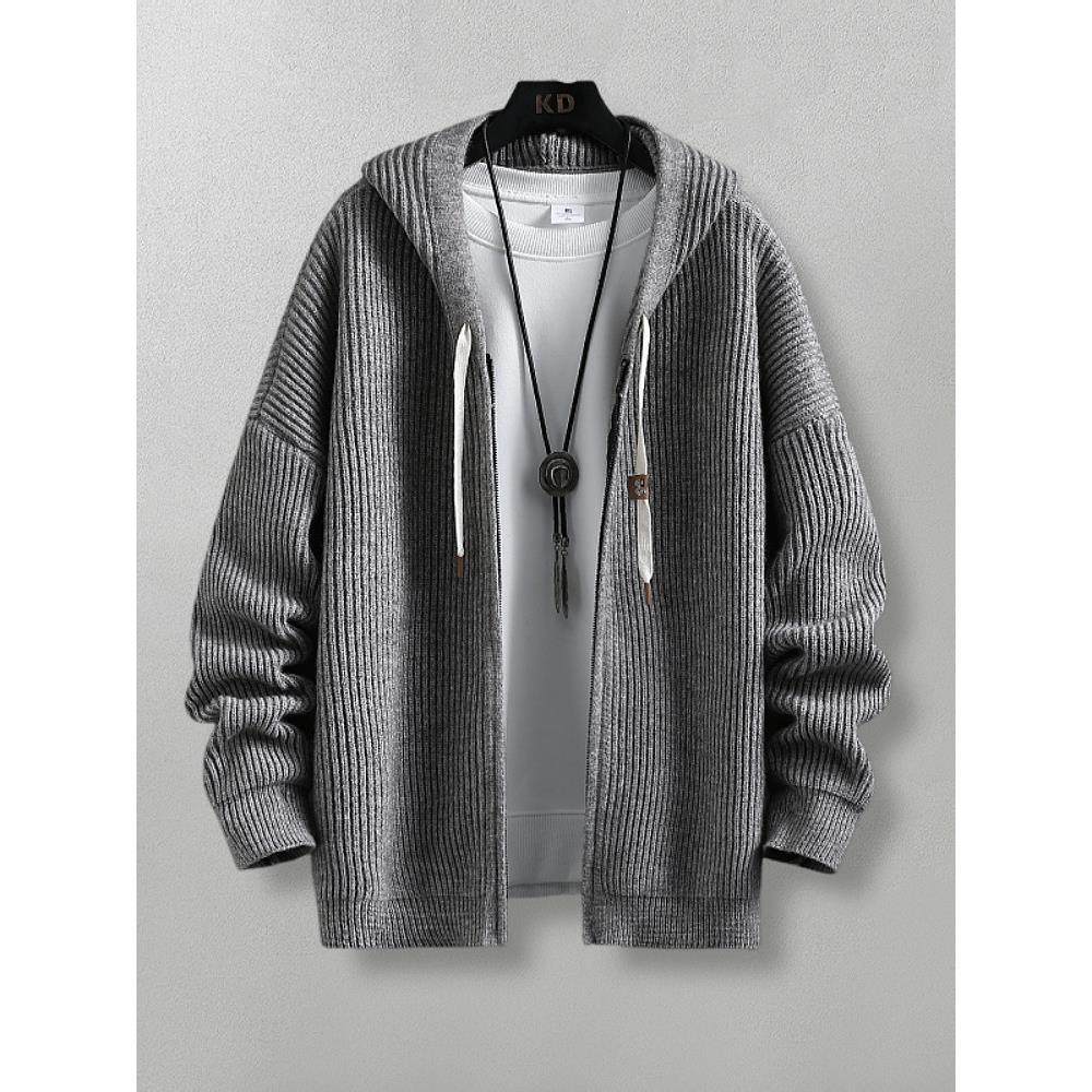 连帽针织！舒适高级感！秋日系覆古服连帽拉炼针织开衫男毛衣外套,淘宝优惠券,粉丝福利购,淘宝优惠卷