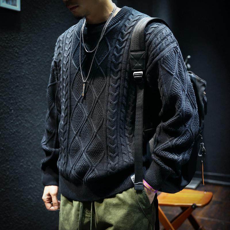 （爆款）潮牌it neith BIAS圆领复古针织男毛衣春秋宽松大码百搭,淘宝优惠券,粉丝福利购,淘宝优惠卷