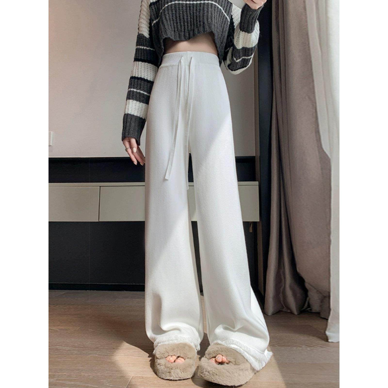 法国Rixo Rane 巨舒适⭐加厚针织阔腿裤女秋冬糯米高腰垂感休闲裤,淘宝优惠券,粉丝福利购,淘宝优惠卷