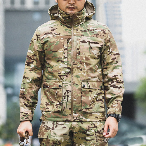 游骑兵战术风衣冲锋衣男士宽松休闲款夹克春秋款户外迷彩棉服 - 图0