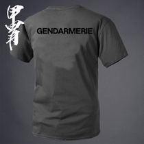 Summer New Pink French Agent Series GENDARMERIE printed short sleeve T-shirt round neck