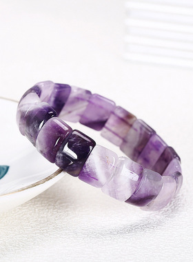 跨境热销粉晶手排女款简约气质水晶手链亚马逊款式单圈紫水晶手排