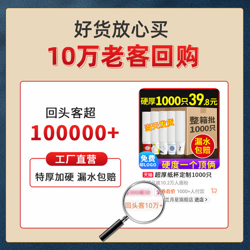 纸杯一次性杯子整箱批加厚1000只水杯家用结婚广告商用定制印LOGO - 图0