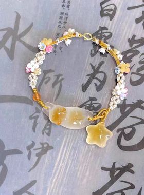 「逐秋·桂花树上桂花猫」手工编绳可爱猫咪项链星星编绳秋冬手链