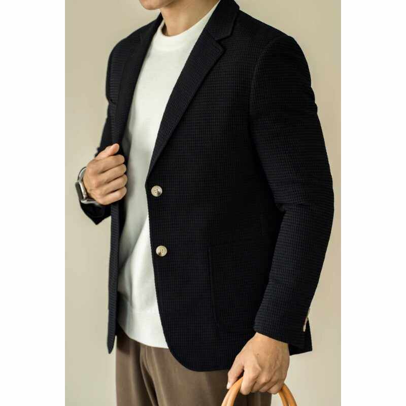 肌理感华夫格长袖西装外套男士秋季新款休闲双排扣通勤商务正装潮,淘宝优惠券,粉丝福利购,淘宝优惠卷