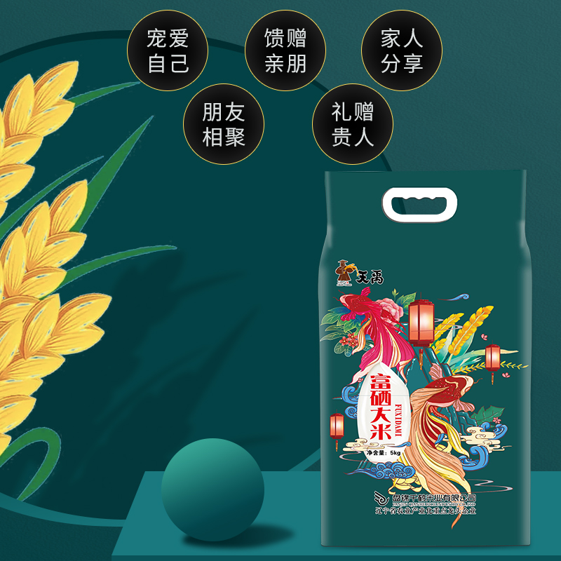 天禹旗舰店天禹富硒大米10斤 盘锦新米5kg东北蟹田稻花种植真空香大米珍珠米2