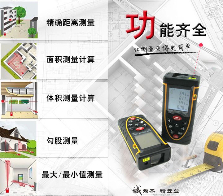 激光红外线测距仪 70米80米测量仪器工程建筑房屋专用激光测距仪-图3