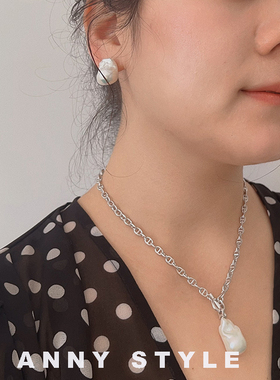 anna天然巴洛克猪鼻子男女毛衣链