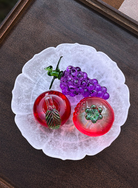 琉璃莲瓣盘果盘糕点盘摆件居家客厅室内茶室桌面装饰摆放朋友送礼