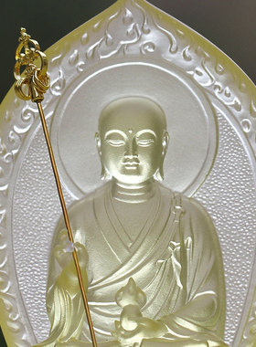 琉璃背板地藏王菩萨佛像摆件