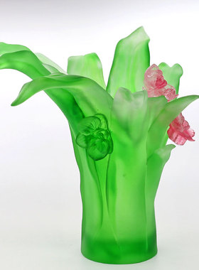 蝴蝶兰琉璃花瓶果盘家居客厅摆件室内桌面装饰插花摆放供奉用品