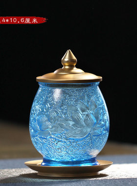 琉璃莲花佛具套装家用礼佛供具香炉果盘净水杯供灯花瓶莲花灯佛堂