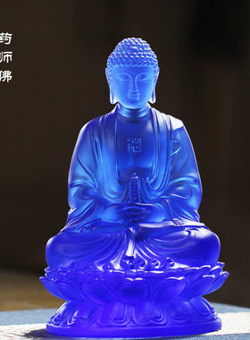 古法琉璃托塔药师佛佛像摆件