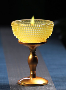 琉璃油灯纯铜烛台摆件酥油灯座