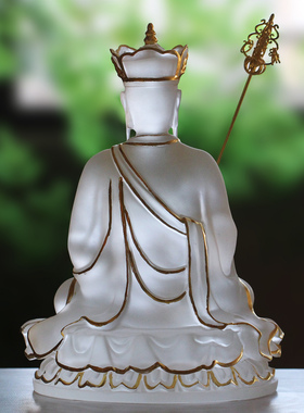 地藏王菩萨琉璃贴金35cm佛像