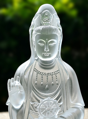琉璃站像观世音居家供奉佛堂摆件