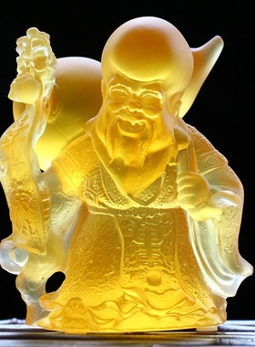 寿星公客厅琉璃工艺品送长辈高