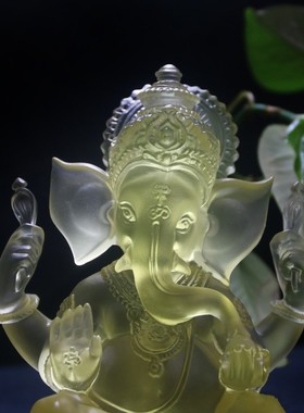 古法琉璃印度教佛像摆件象头神