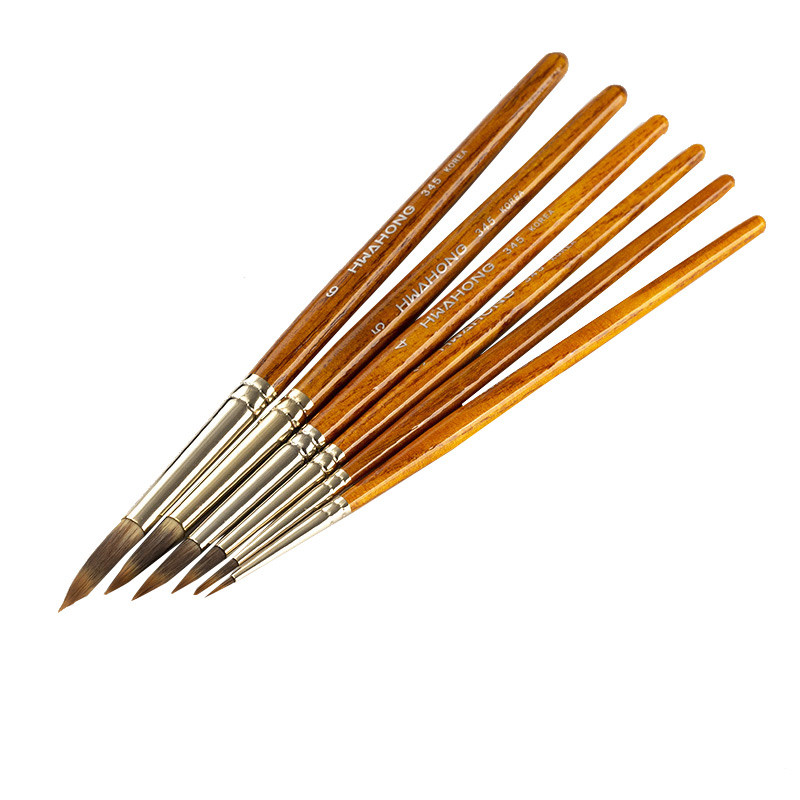 华虹345水彩笔尼龙毛圆头勾线笔细头水彩画笔HwaHong水粉笔单支 白描笔 宏单只美术生短杆韩国进口套装包邮,淘宝优惠券,粉丝福利购,淘宝优惠卷