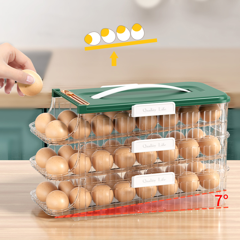 鸡蛋收纳盒冰箱侧门收纳盒滚蛋食品级鸡蛋架自动滚蛋鸡蛋盒保鲜盒-图2