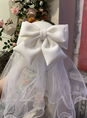 摩托车头盔装饰品头纱机车婚礼蝴蝶结小配件个性头饰改装配饰女骑