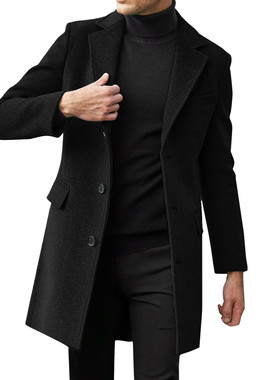 Men's long sleeved woolen coat for autumn winter coat top