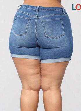 New plus size fashionable stretch denim shorts women's pants