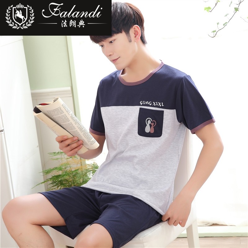 falandi夏季棉都市男士歌瑞尔睡衣 法朗典睡衣/家居服套装