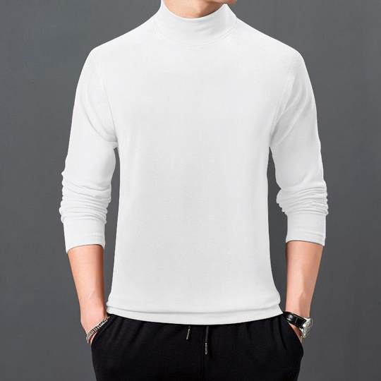 Autumn and winter men's German velvet bottoming shirt khaki half turtleneck men's long-sleeved T-shirt solid color plus warmth 1216k