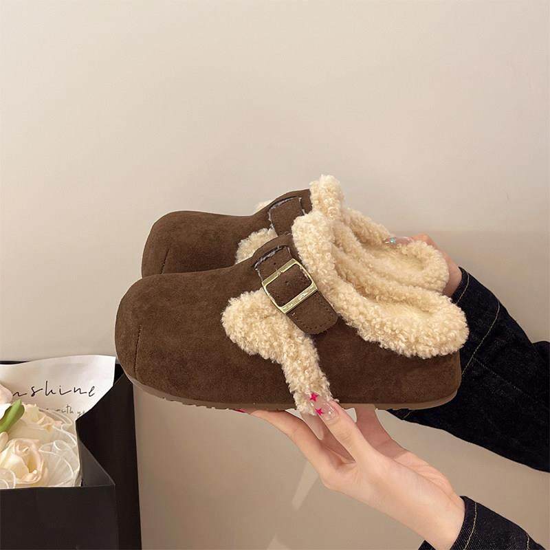 小个子内增高加绒保暖毛毛鞋女2026春秋新款覆古勃肯鞋半拖0115w,淘宝优惠券,粉丝福利购,淘宝优惠卷