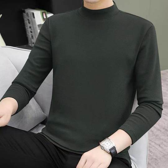 秋冬男士德绒打底衫藏色半高领保暖上衣男加内搭修身纯色秋1216k