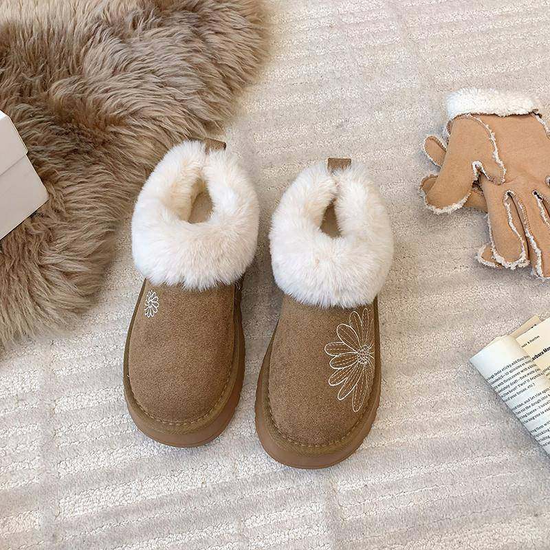 厚底低帮加绒靴女2026春秋新款加厚保暖勃肯短靴毛毛鞋大棉0115w,淘宝优惠券,粉丝福利购,淘宝优惠卷