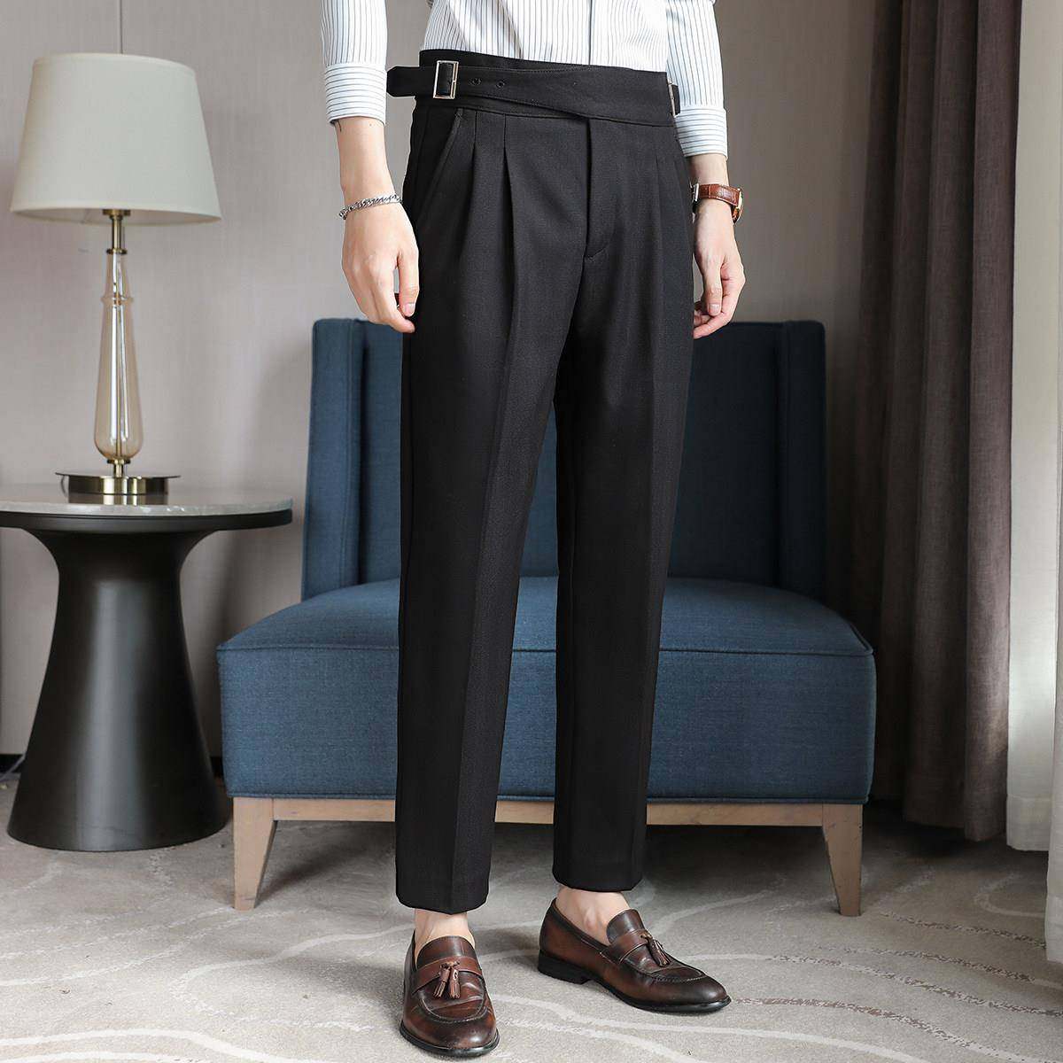 暗条纹男士高腰西裤轻奢高端休闲长裤商务直筒西装裤0119w,淘宝优惠券,粉丝福利购,淘宝优惠卷