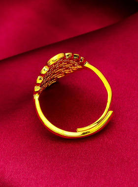 新款 女士大花菱形开口大戒沙金戒指菱形女戒指/指环全新镀金