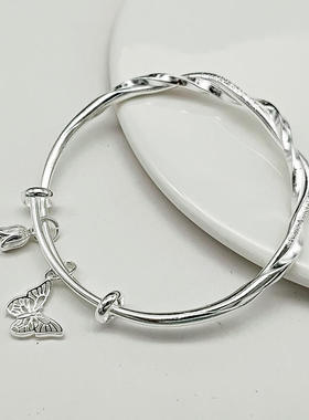 女小众设计不掉色莫比乌斯蝴蝶铃铛手镯纯镀银纯银女生时尚高颜值