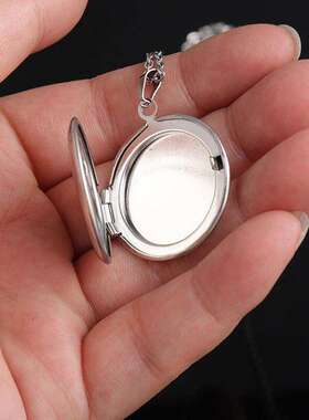 几何亮面圆形相盒吊坠项链男士女士简约百搭款可调节十字链条项饰