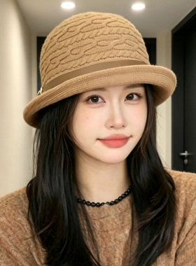 日系秋款宽檐保暖显脸小渔夫帽女