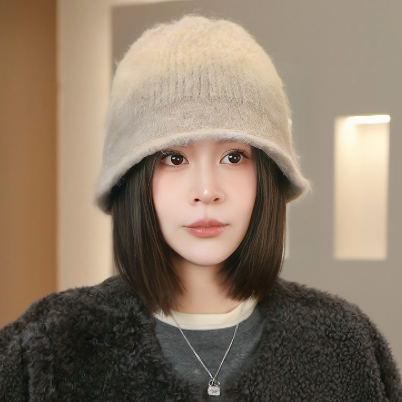 韩版复古拼色提花针织毛线帽子女2025秋冬新款保暖百搭遮脸渔夫帽,淘宝优惠券,粉丝福利购,淘宝优惠卷