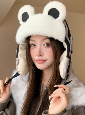 可爱小熊耳朵毛绒加厚雷锋帽子女