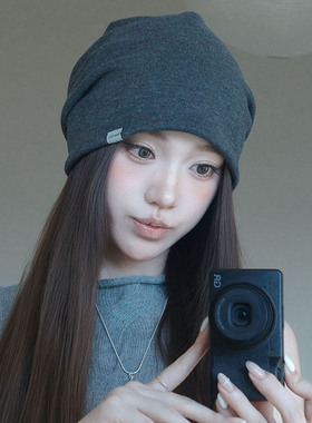 秋季女款针织堆堆包头帽百搭