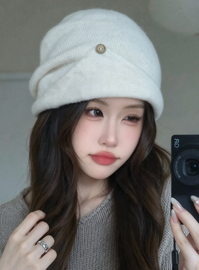冬季女款保暖护耳显脸小堆堆帽