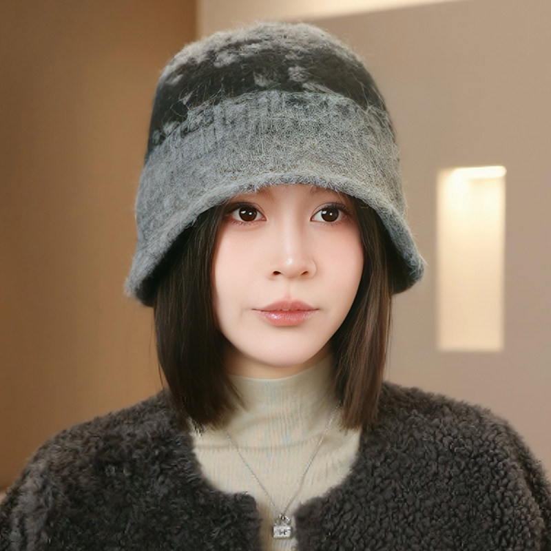 韩版复古拼色提花针织毛线帽子女2025秋冬新款保暖百搭遮脸渔夫帽,淘宝优惠券,粉丝福利购,淘宝优惠卷