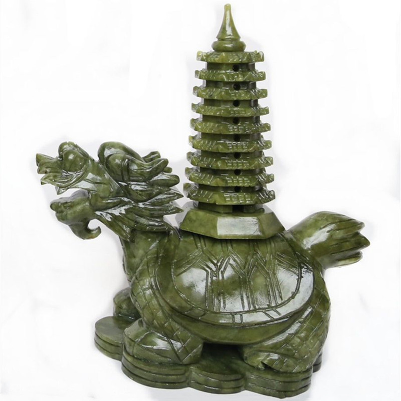 天然玉石龙龟文昌塔摆件九9十三13层客厅桌面办公室工艺品龙头龟
