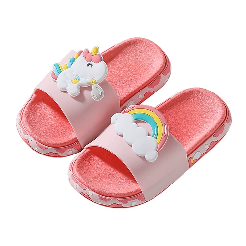 Летние детские слайдеры, тапочки, нескользящая мультяшная обувь, семейный стиль