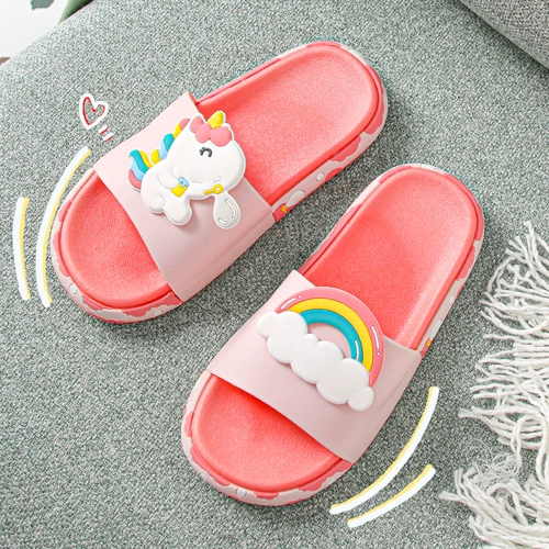 Летние детские слайдеры, тапочки, нескользящая мультяшная обувь, семейный стиль