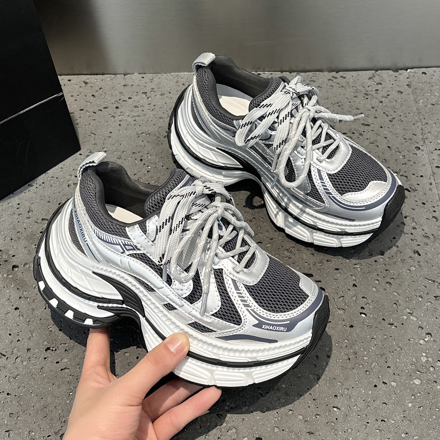 欧洲站复古炸街老爹鞋女2026春季新款厚底增高小个子休闲运动单鞋,淘宝优惠券,粉丝福利购,淘宝优惠卷