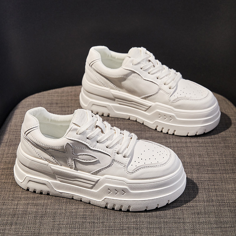 小香风真皮小白鞋女鞋2024春季新款爆款厚底松糕轻便运动休闲板鞋,淘宝优惠券,粉丝福利购,淘宝优惠卷